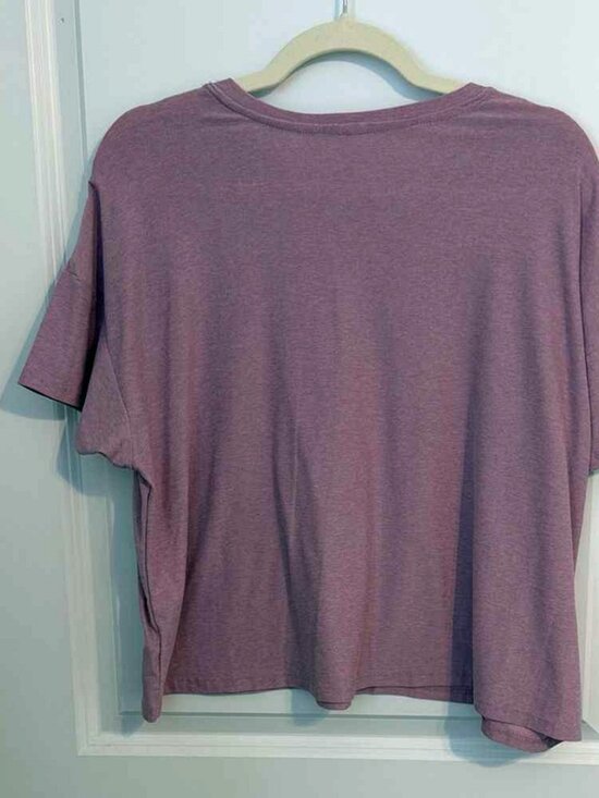 Tops - Casual Heather Mauve Short Sleeve Boxy Tee Crew Neck Relaxed Oversized Everyday